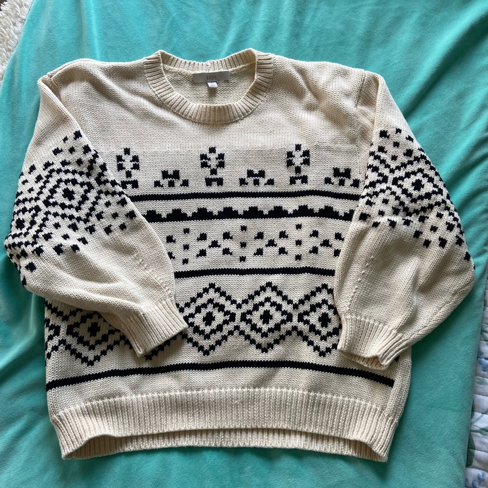 Cotton Black and Ivory Knit Sweater